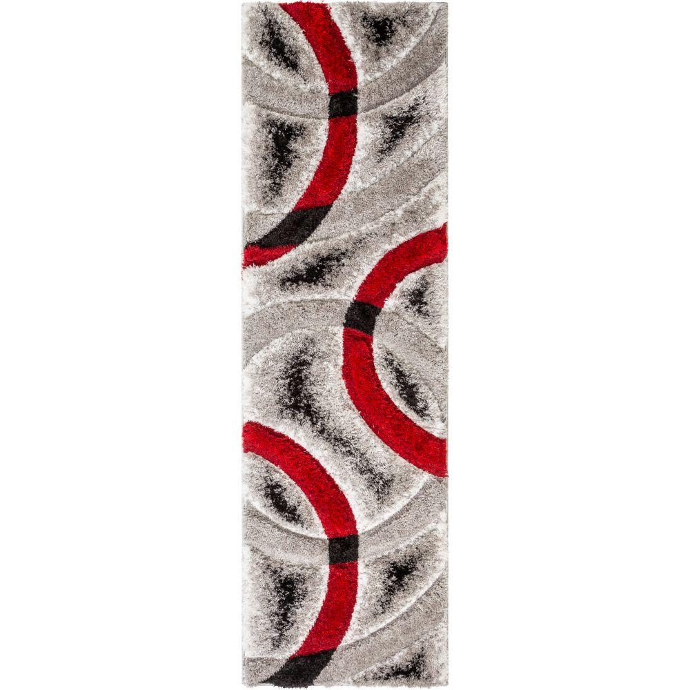 Oahu Red Modern Geometric 3D Textured Shag Rug SF-20
