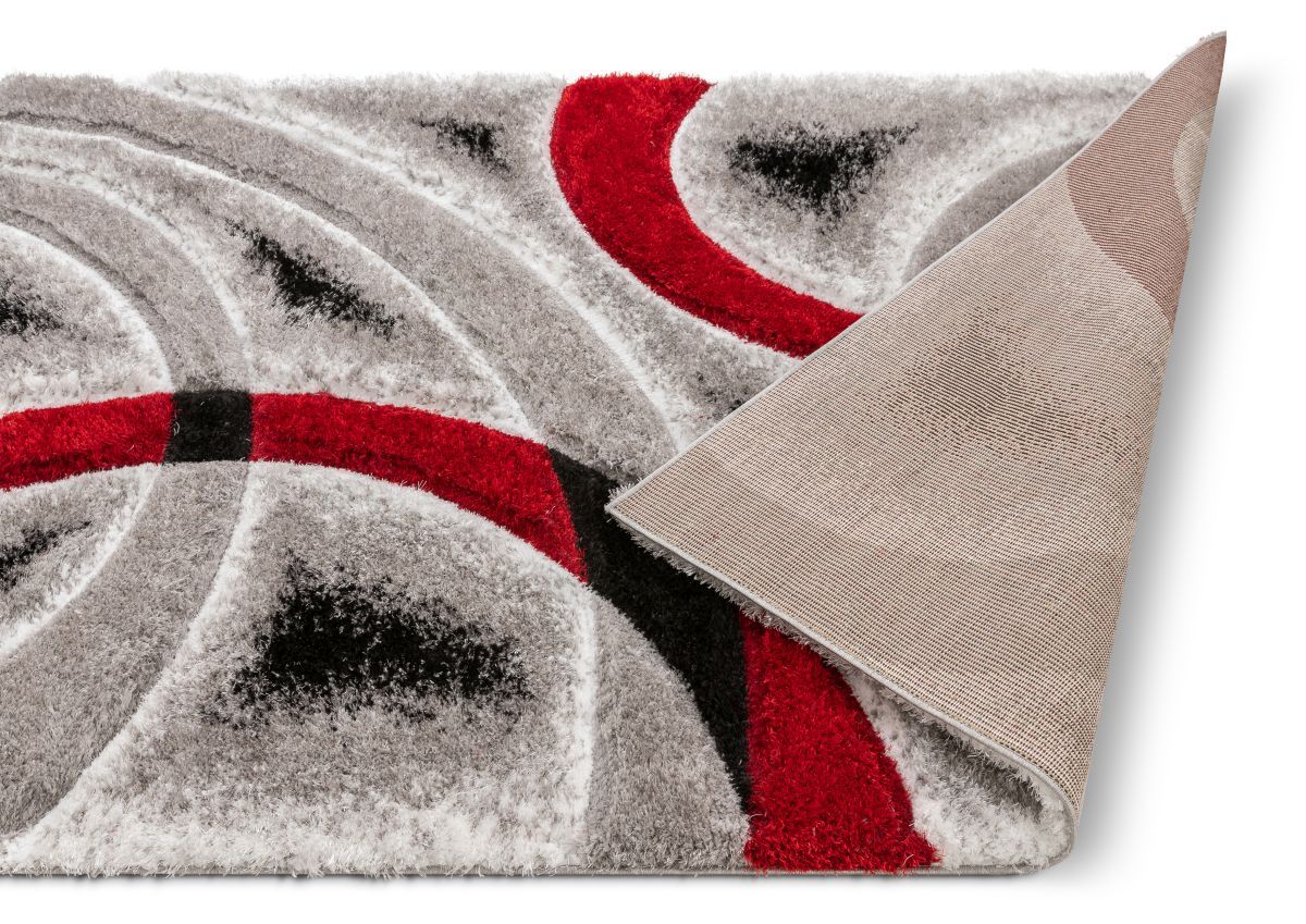 Oahu Red Modern Geometric 3D Textured Shag Rug SF-20