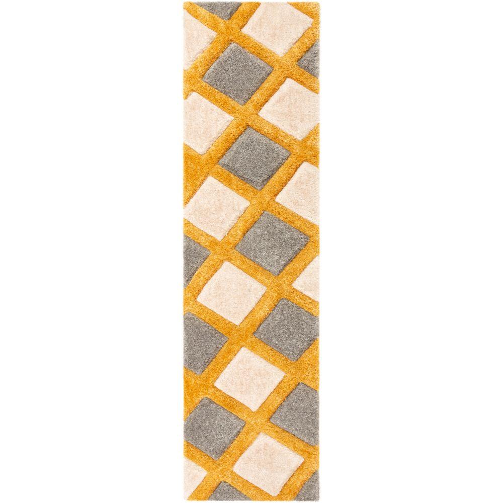 Posh Yellow Modern Geometric 3D Textured Shag Rug SF-31