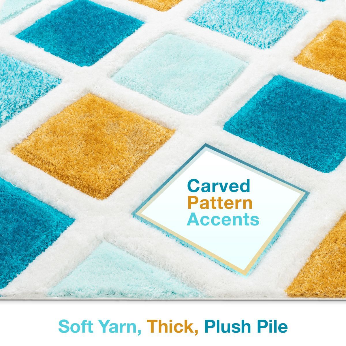 Posh Blue Modern Geometric 3D Textured Shag Rug SF-34