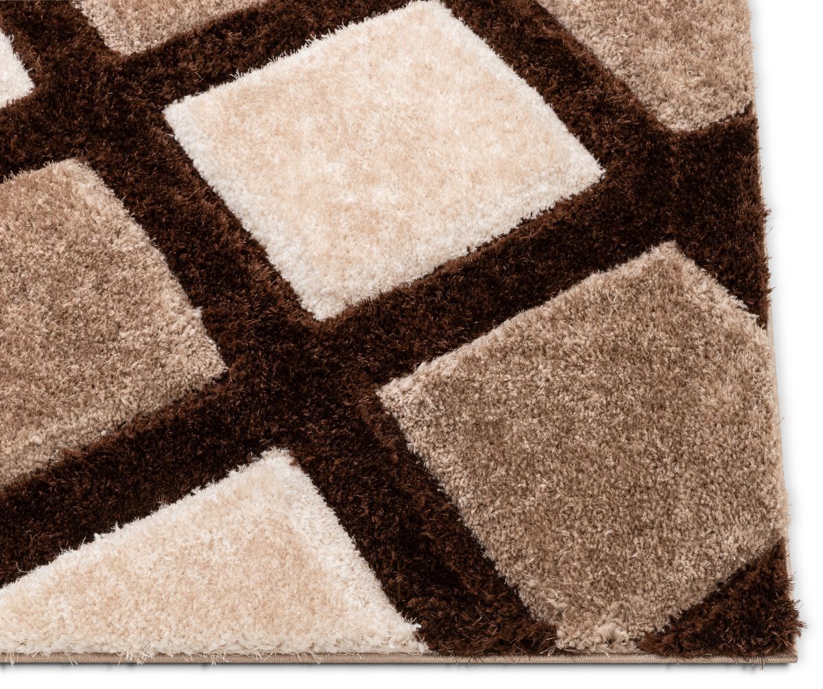 Posh Brown Modern Geometric 3D Textured Shag Rug SF-37