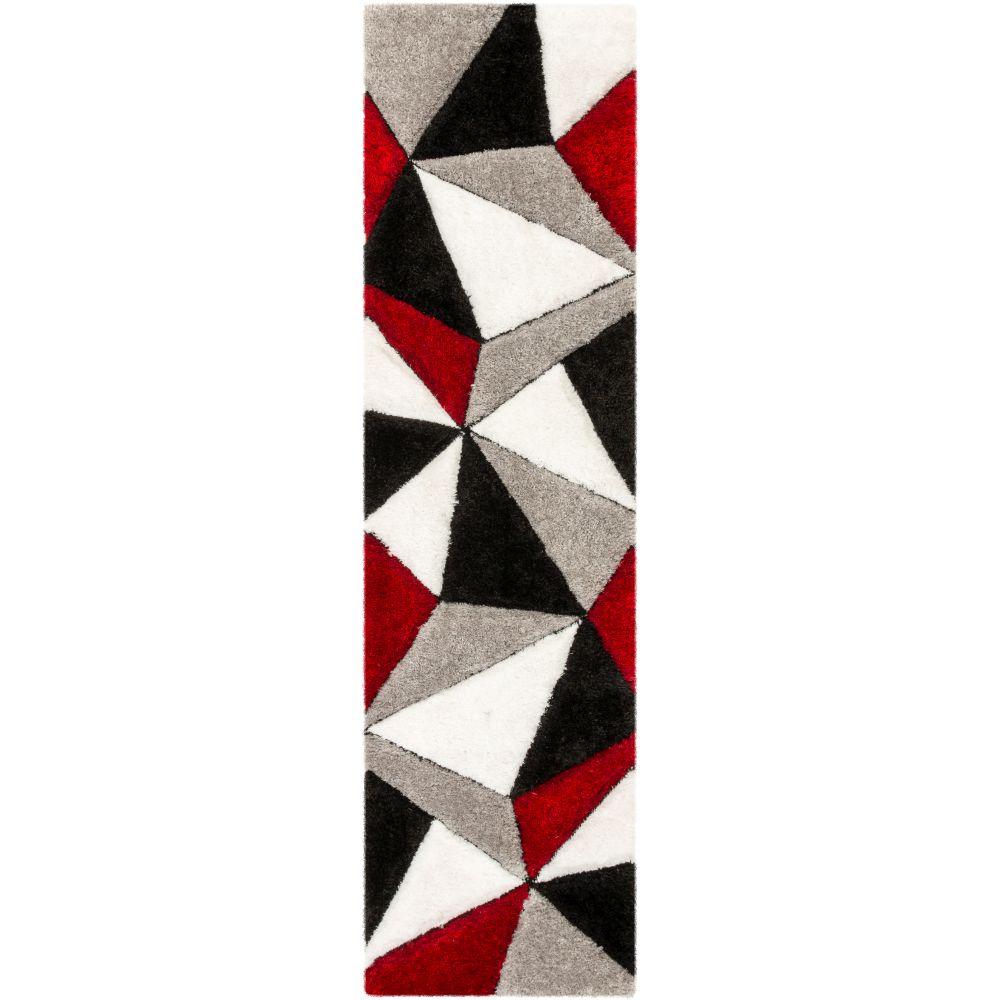 Venice Red Modern Geometric 3D Textured Shag Rug SF-40