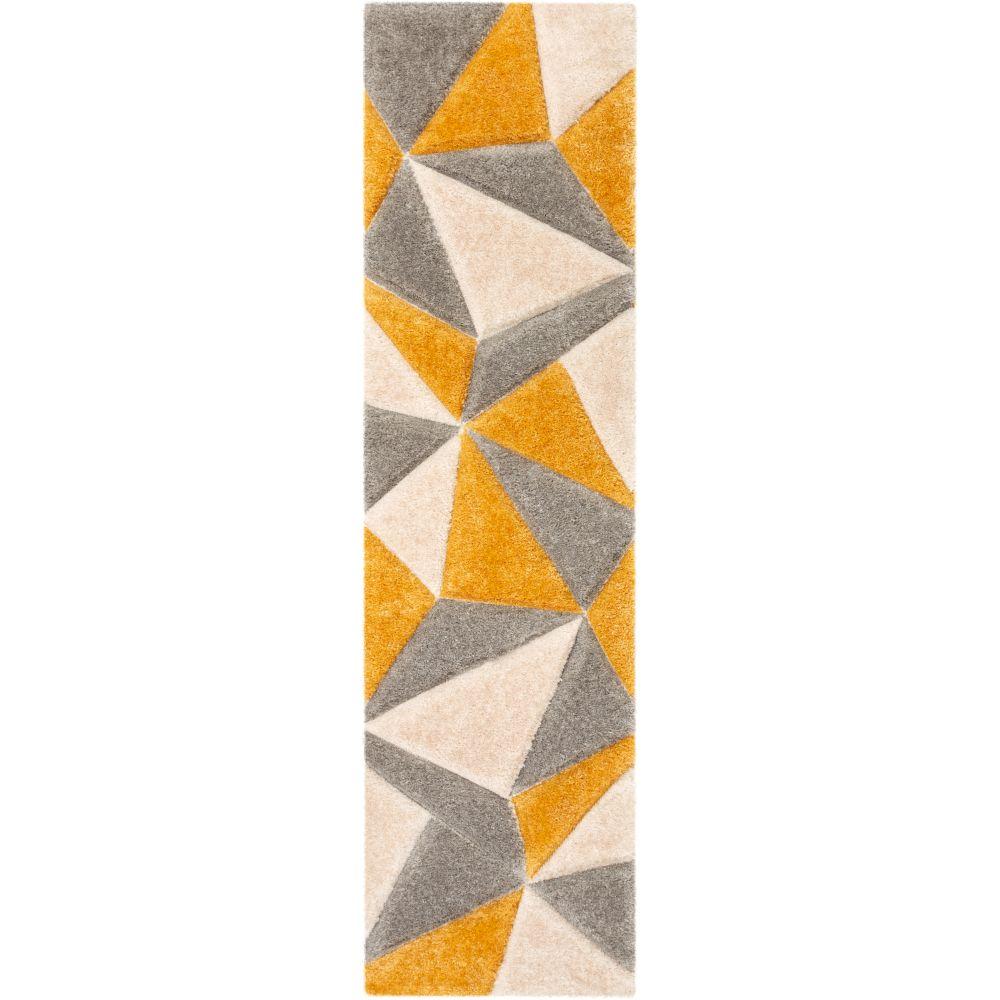 Venice Yellow Modern Geometric 3D Textured Shag Rug SF-41