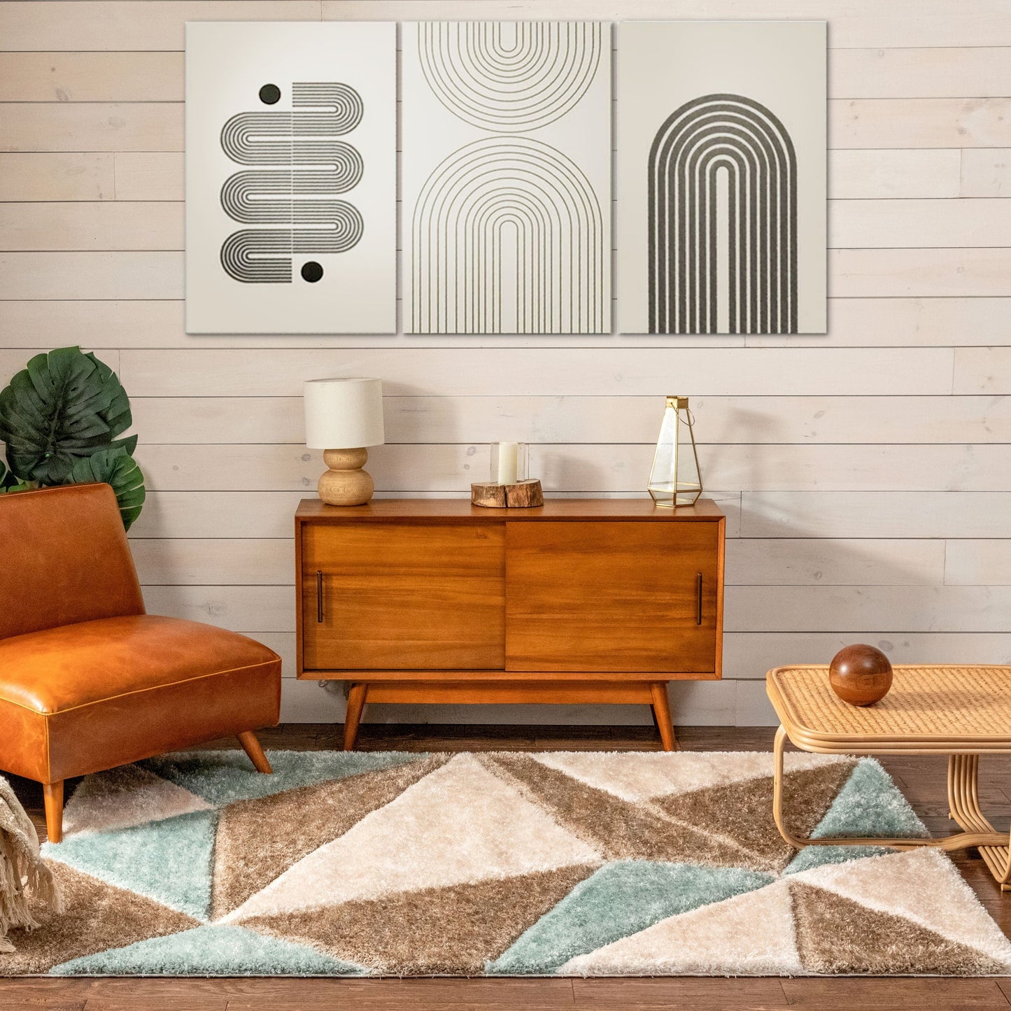Venice Ivory Modern Geometric 3D Textured Shag Rug By Chill Rugs SF-42-