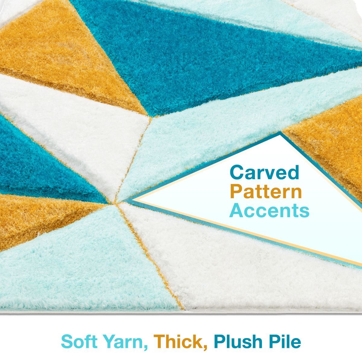 Venice Blue Modern Geometric 3D Textured Shag Rug SF-44