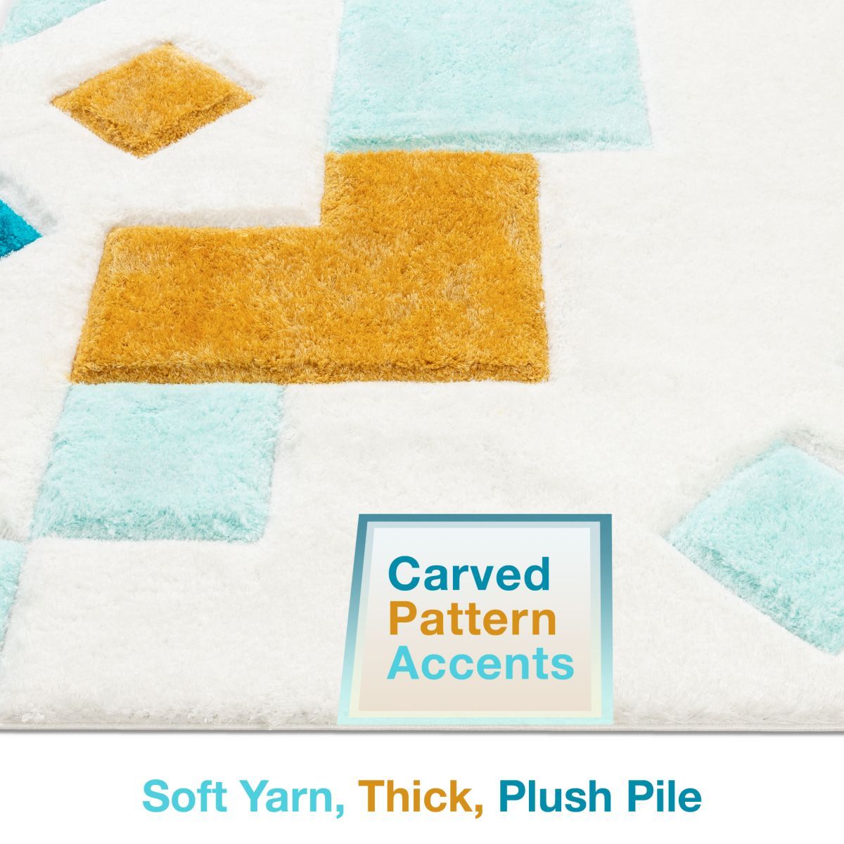 Teahupo Blue Modern Geometric 3D Textured Shag Rug SF-52-