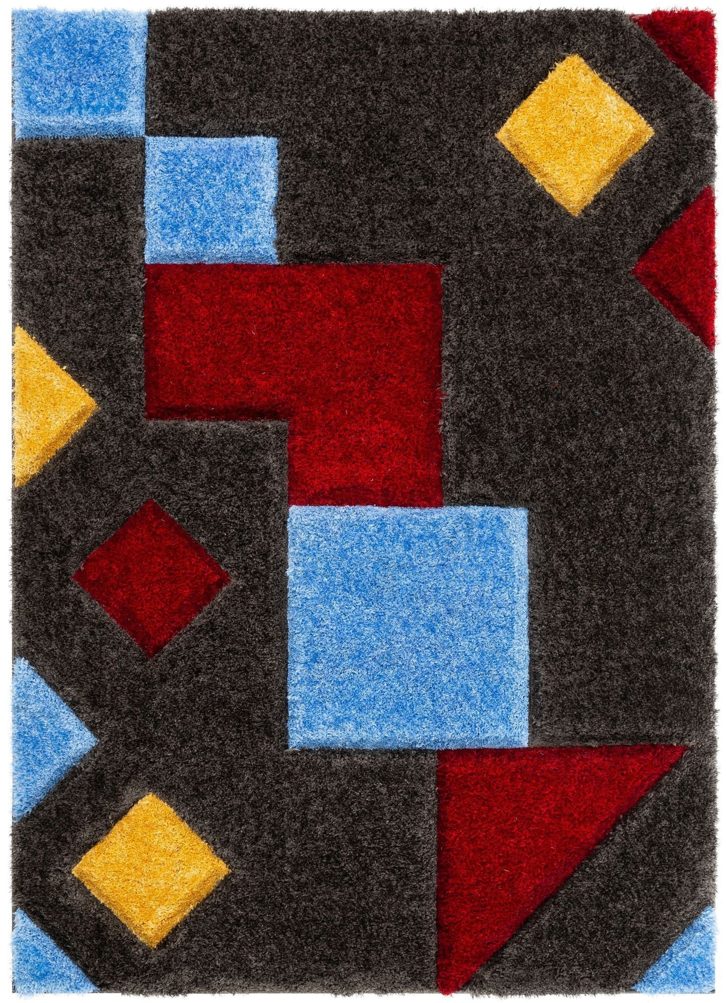 Teahupo Black Modern Geometric 3D Textured Shag Rug By Chill Rugs SF-53