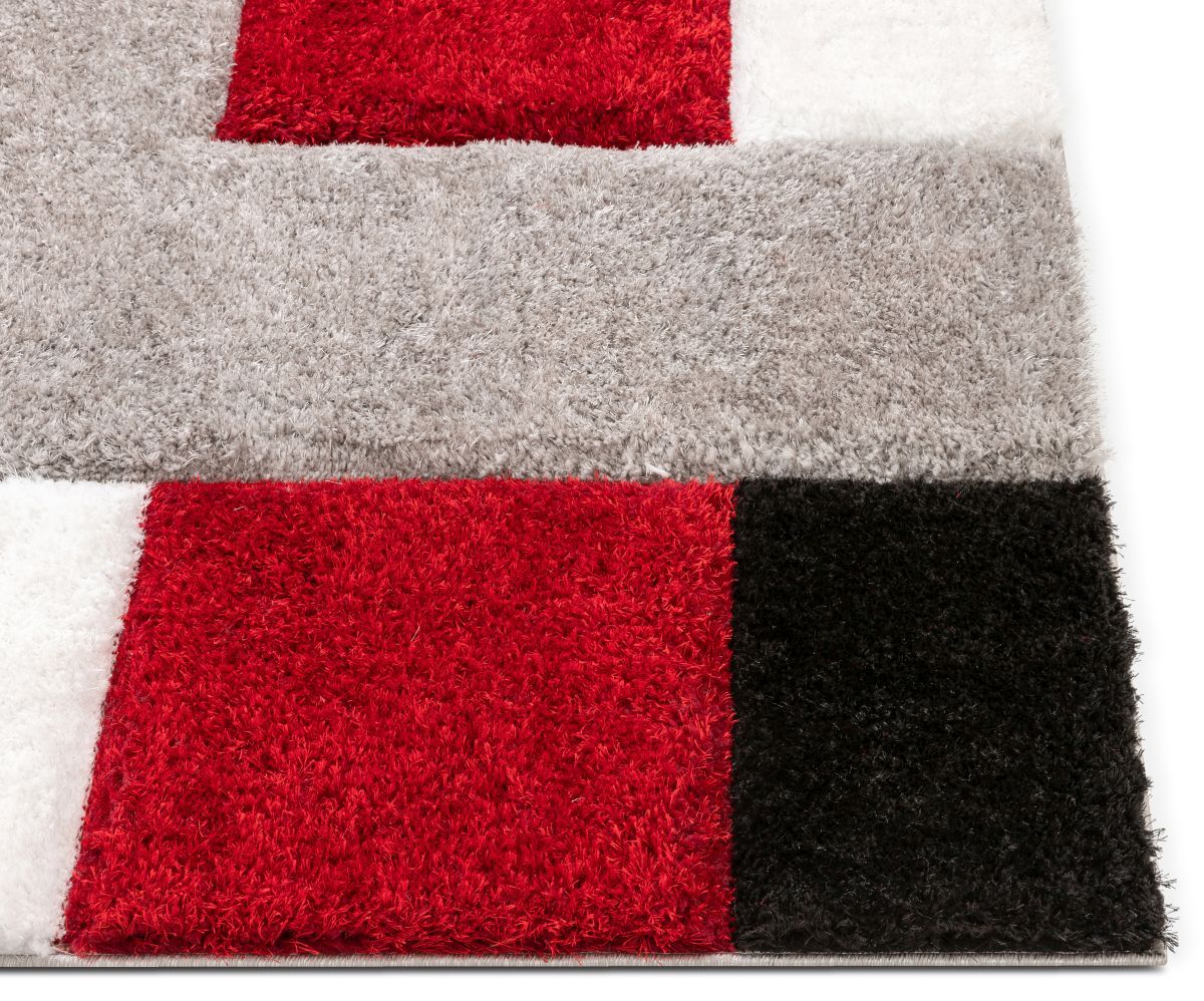 Escondido Red Modern Geometric 3D Textured Shag Rug SF-60