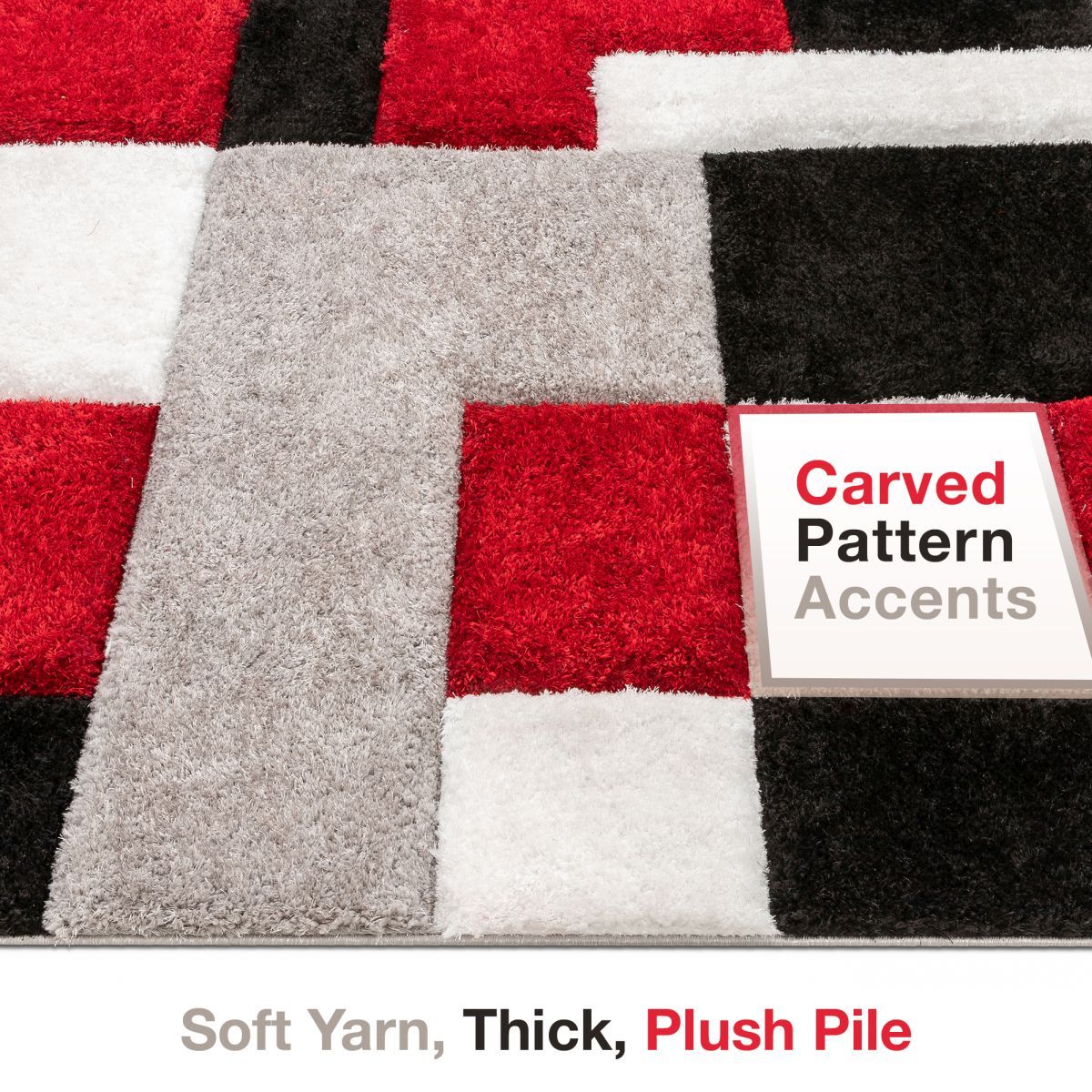 Escondido Red Modern Geometric 3D Textured Shag Rug SF-60