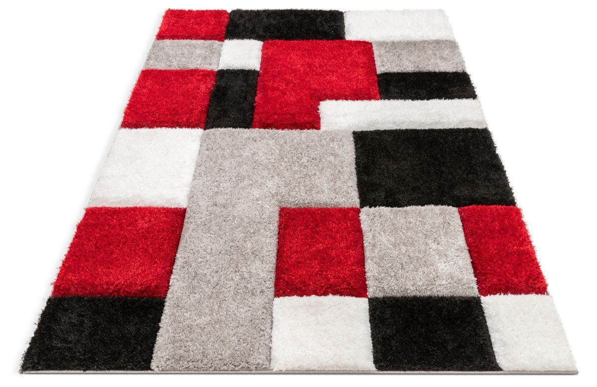 Escondido Red Modern Geometric 3D Textured Shag Rug SF-60