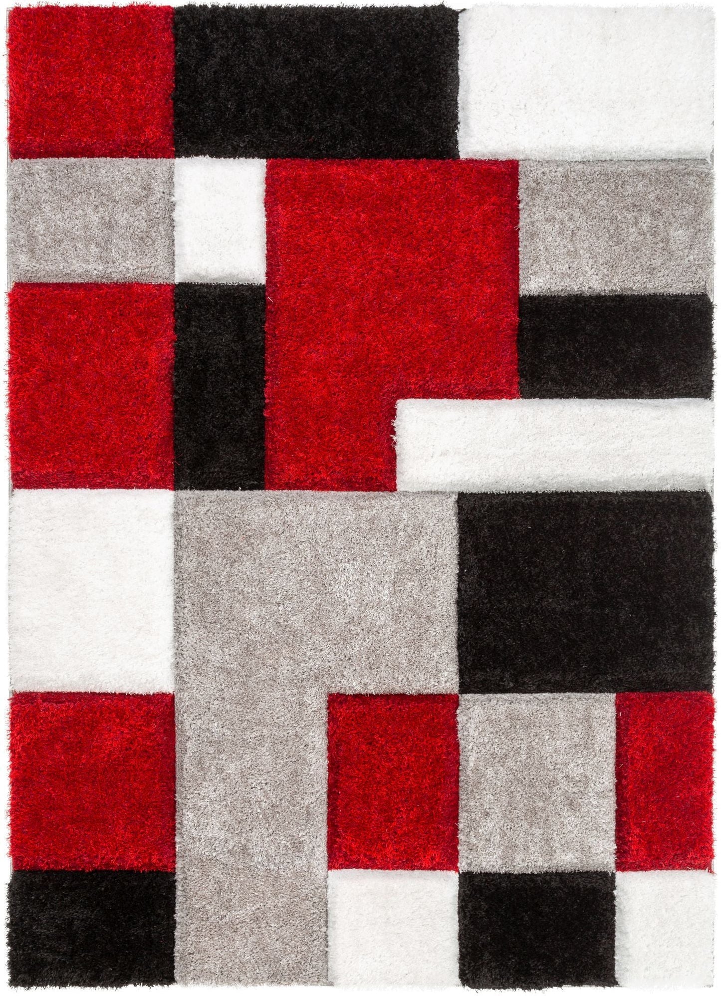 Escondido Red Modern Geometric 3D Textured Shag Rug SF-60