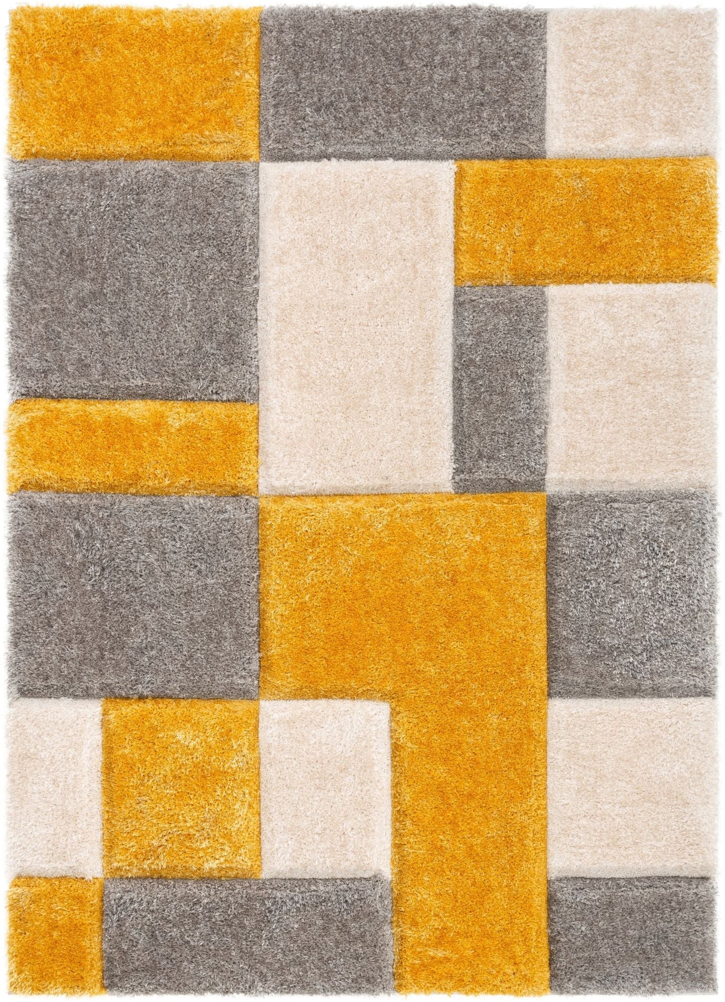 Escondido Yellow Modern Geometric 3D Textured Shag Rug SF-61