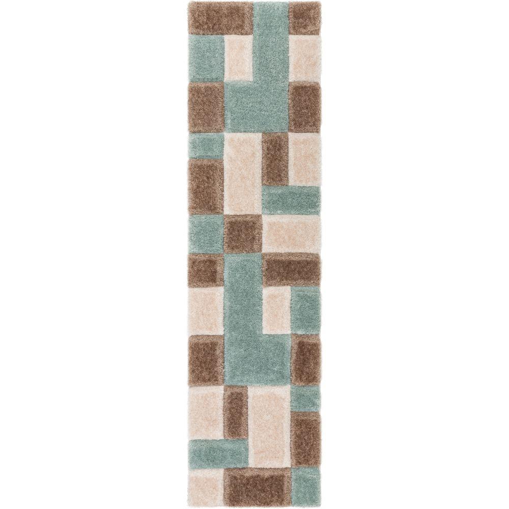 Escondido Blue Modern Geometric 3D Textured Shag Rug SF-64