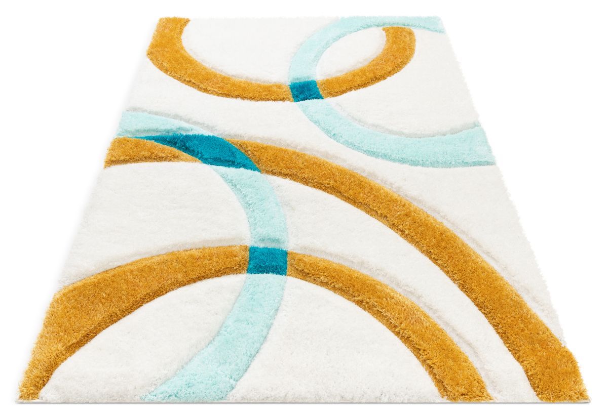 Bevel Blue Modern Geometric 3D Textured Shag Rug SF-84