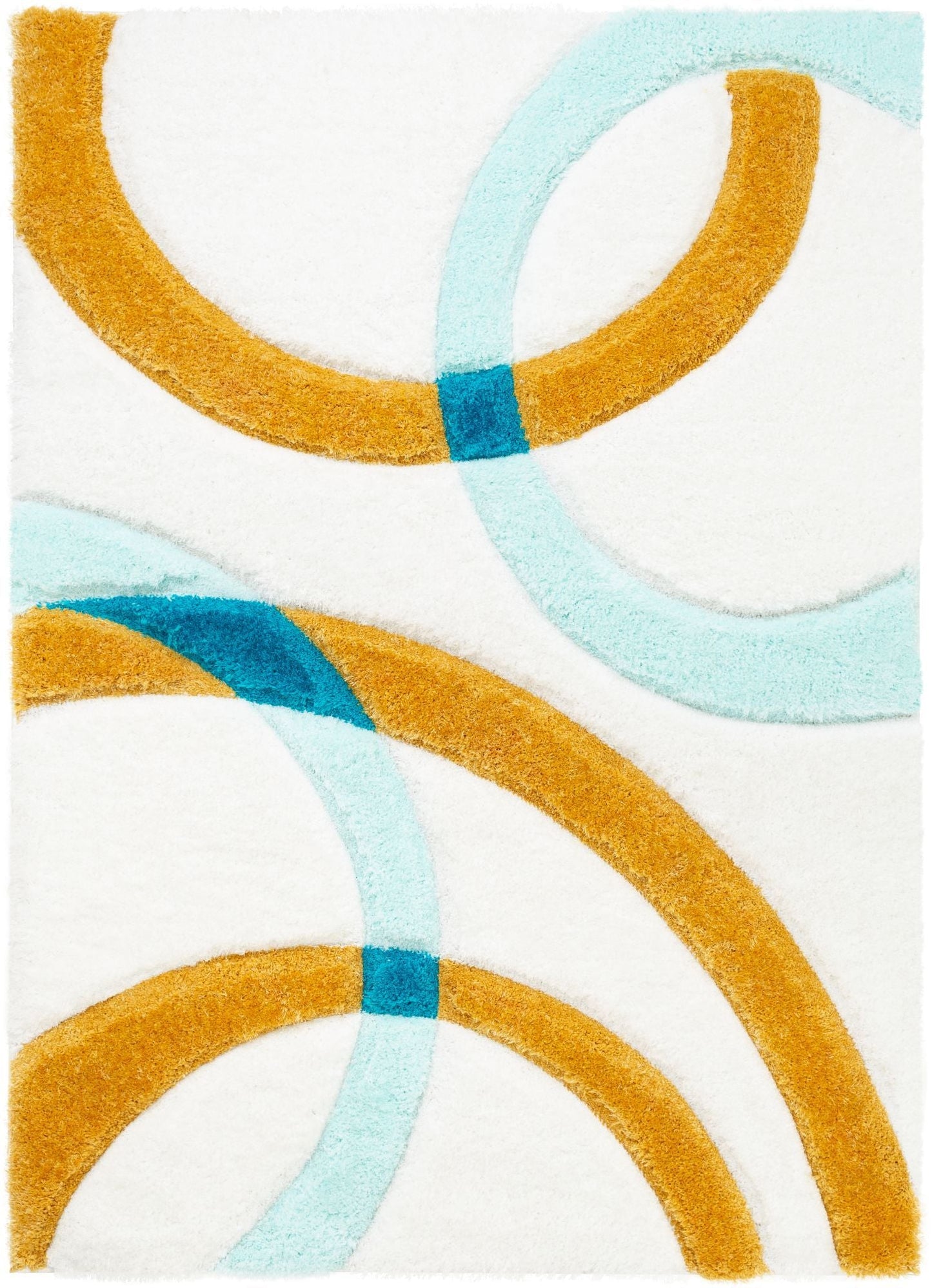 Bevel Blue Modern Geometric 3D Textured Shag Rug SF-84