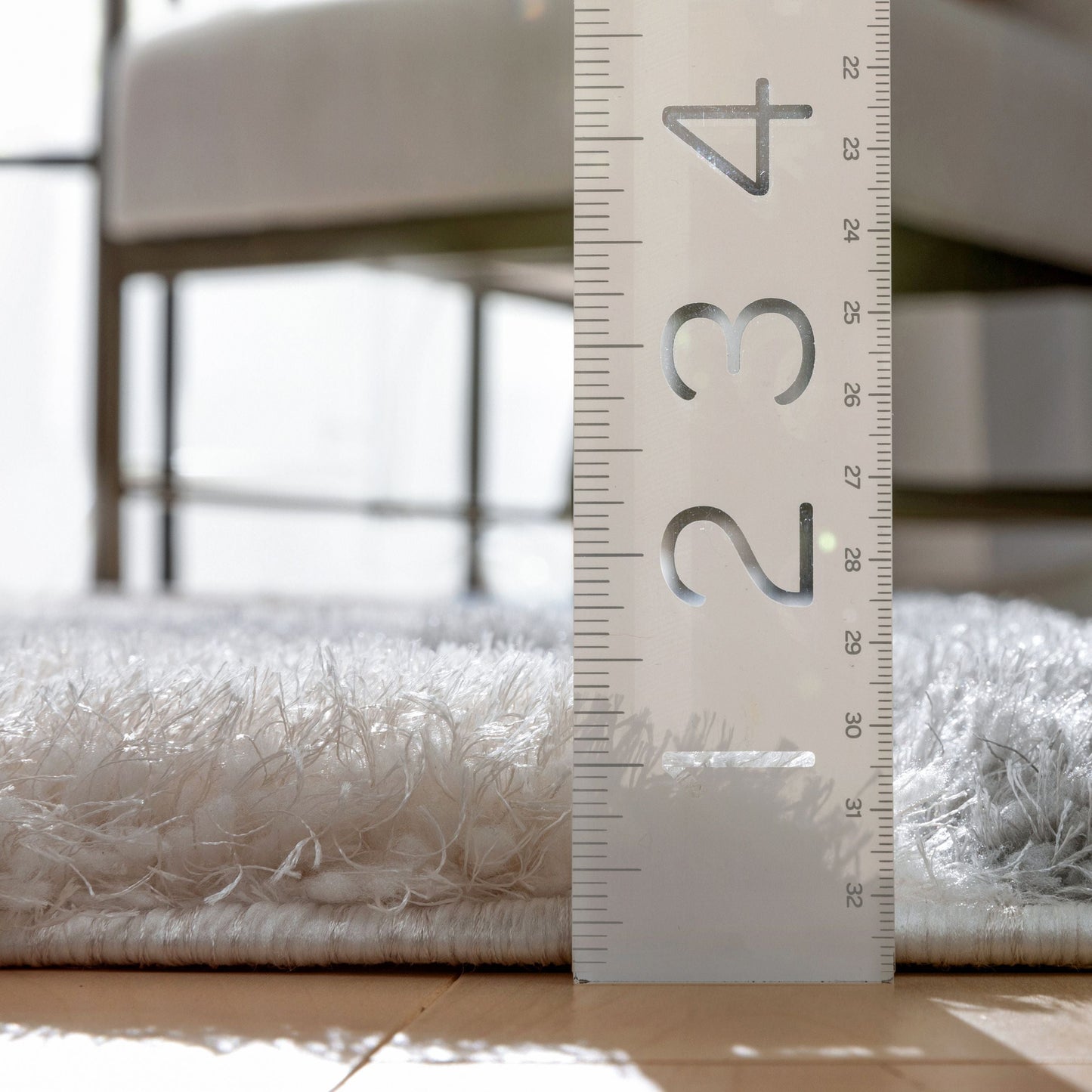 Bevel Modern Geometric Arcs & Shapes Shag Light Blue Grey 3D Textured Thick & Soft Shag Rug SF-86