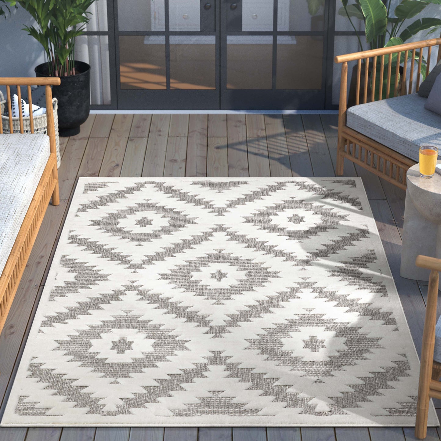 Keiko Tribal Moroccan Indoor/Outdoor Grey High-Low Rug SIL-27