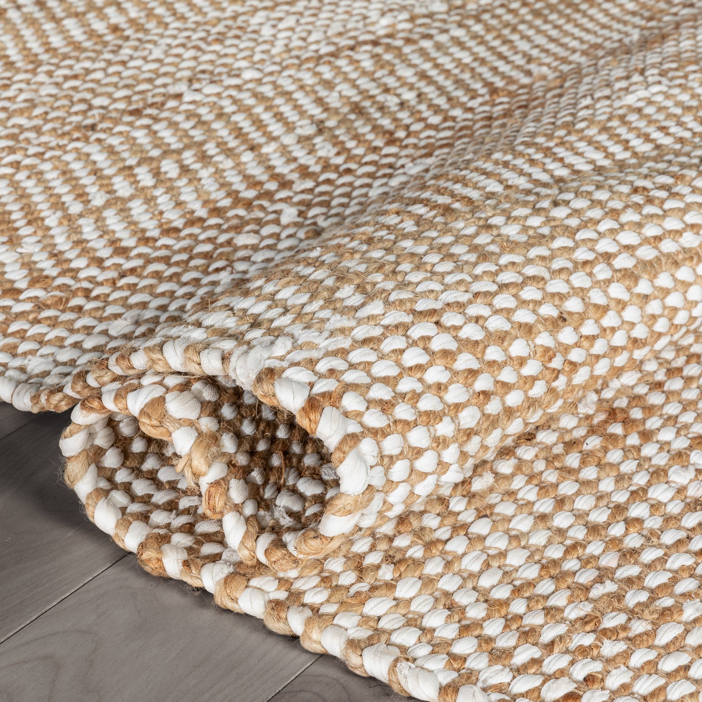 Willow Jute Chevron Natural Hand-Woven Chunky-Textured Rug SUR-12
