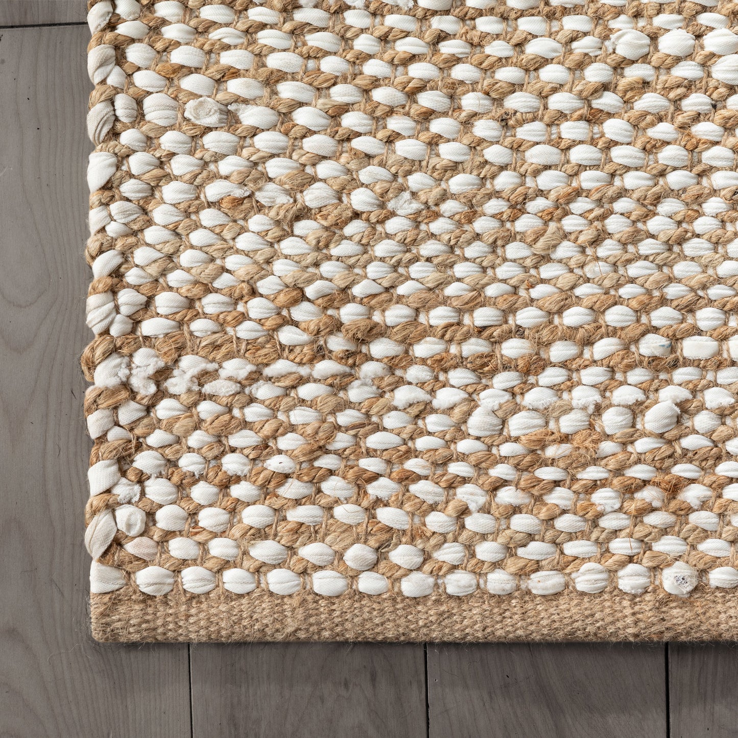 Willow Jute Chevron Natural Hand-Woven Chunky-Textured Rug SUR-12