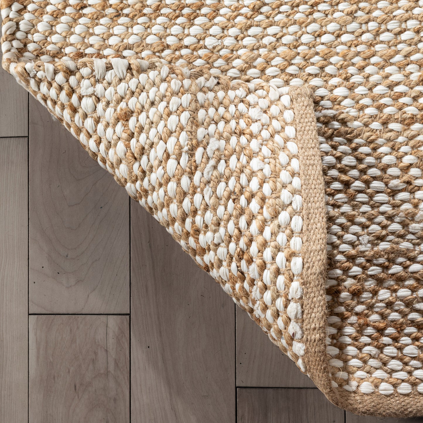 Willow Jute Chevron Natural Hand-Woven Chunky-Textured Rug SUR-12
