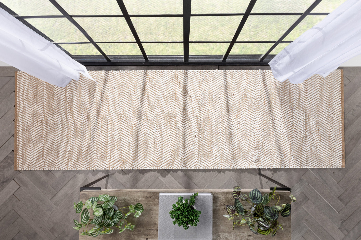 Willow Jute Chevron Natural Hand-Woven Chunky-Textured Rug SUR-12
