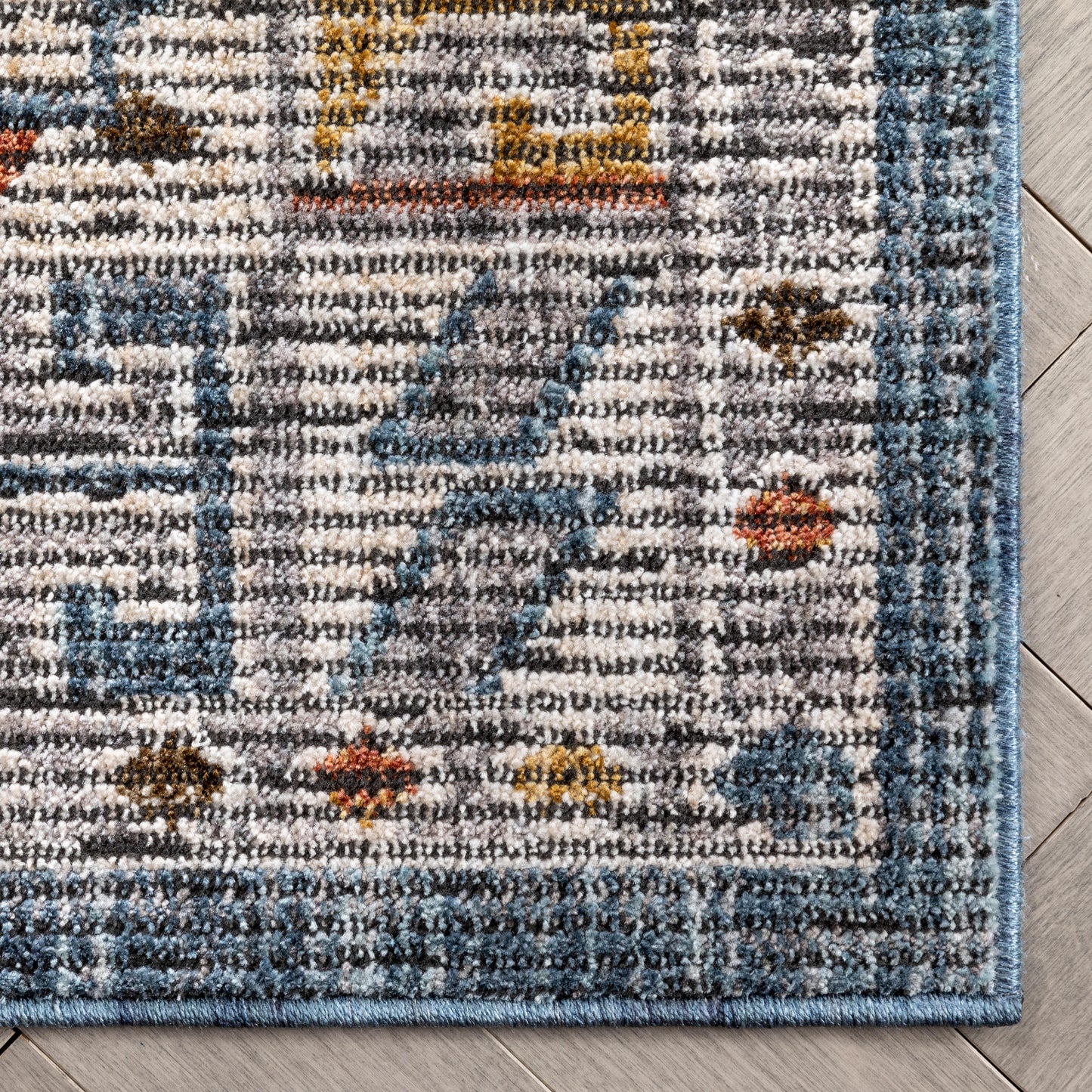 Namib Vintage Medallion Oriental Blue Textured Rug TEN-54