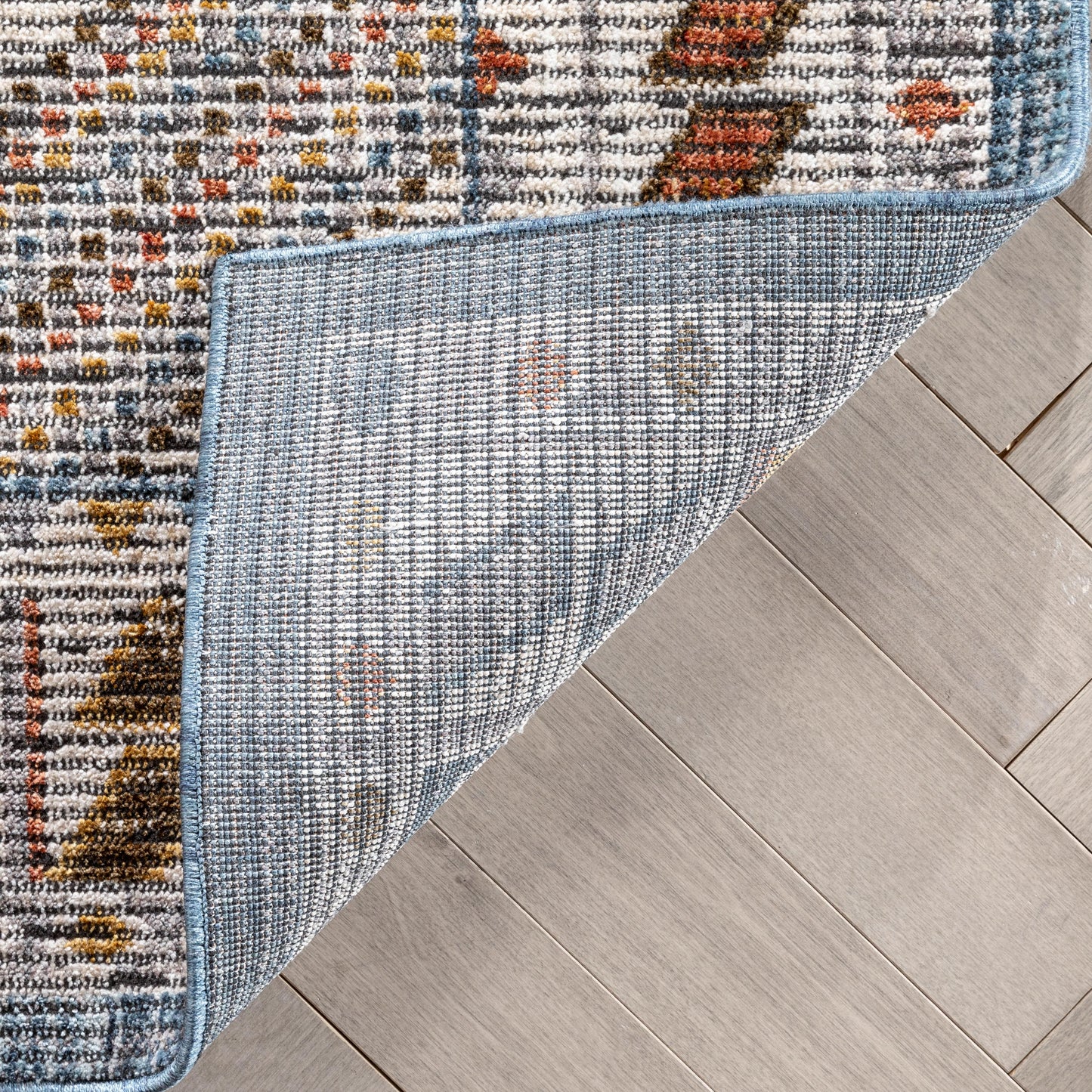 Namib Vintage Medallion Oriental Blue Textured Rug TEN-54