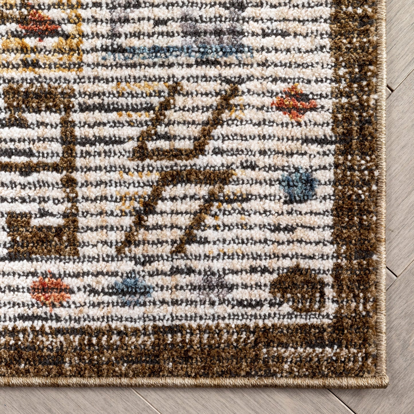 Namib Vintage Medallion Oriental Brown Textured Rug TEN-58