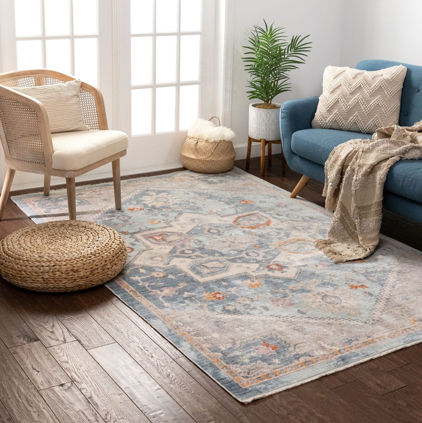 Grote Global Vintage Medallion Blue Rug TIV-36