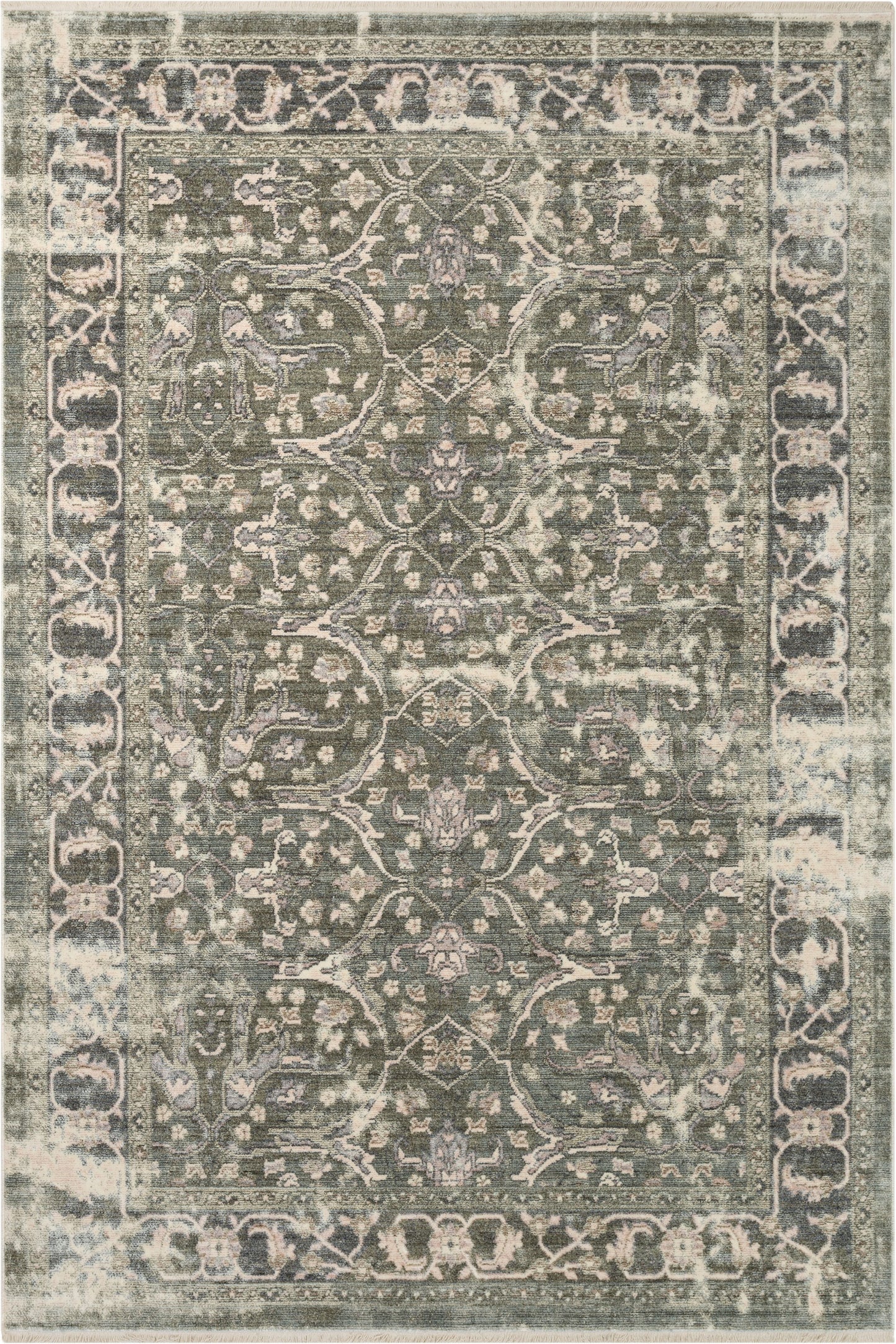 Prospect Global Vintage Persian Oriental Green Rug TIV-55
