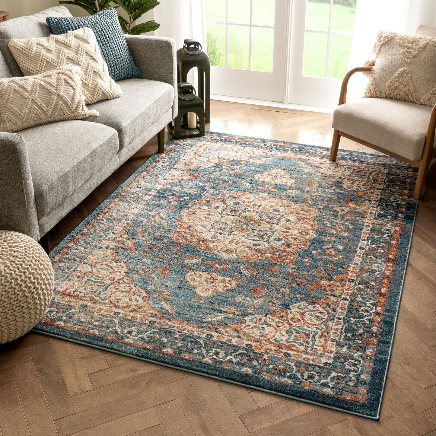 Mariya Vintage Medallion Persian Blue Rug TK-44