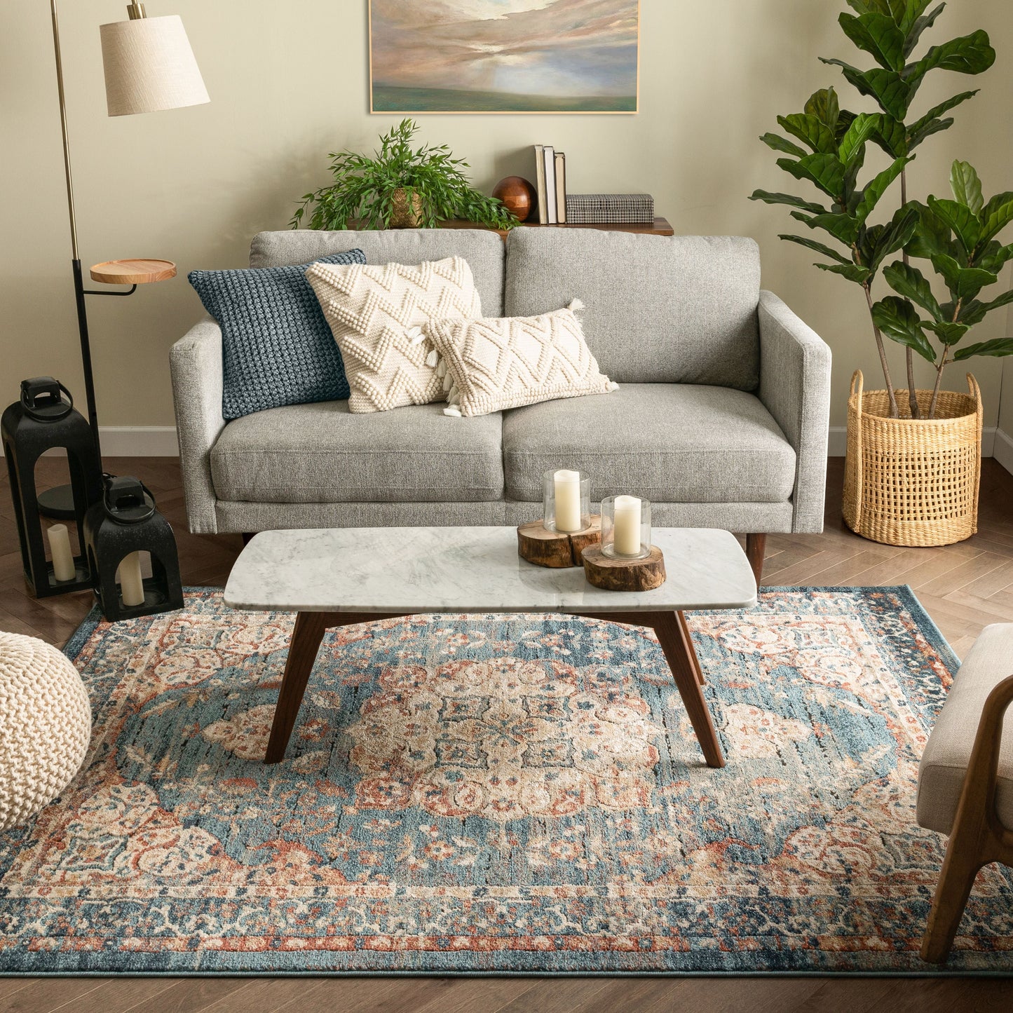 Mariya Vintage Medallion Persian Blue Rug TK-44
