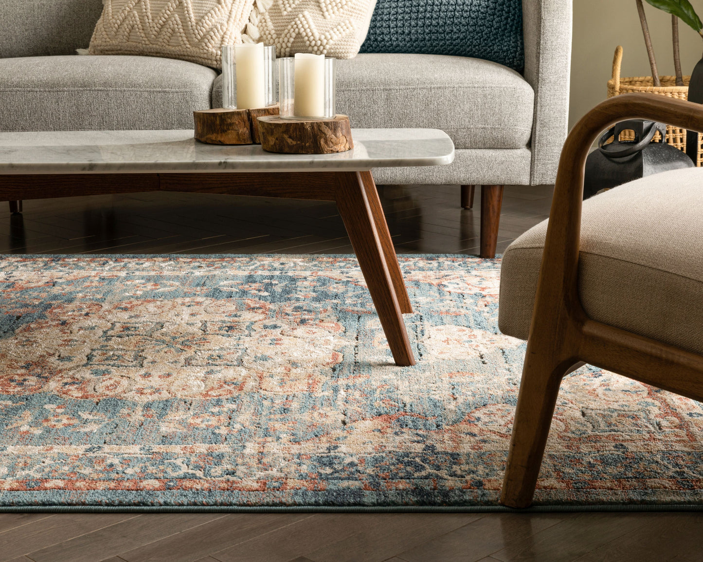 Mariya Vintage Medallion Persian Blue Rug TK-44