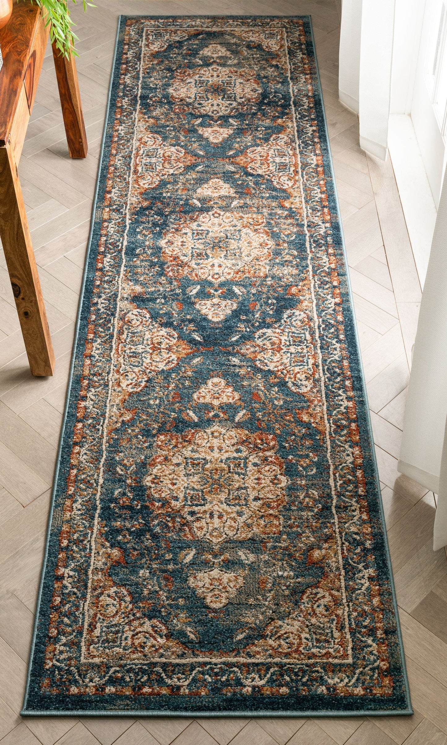 Mariya Vintage Medallion Persian Blue Rug TK-44