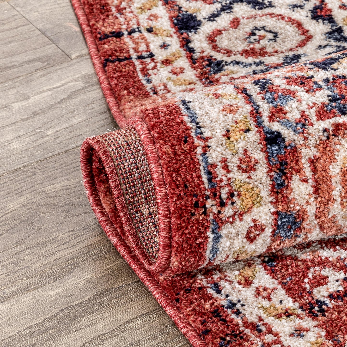 Novara Vintage Oriental Medallion Pattern Red Rug TOP-40