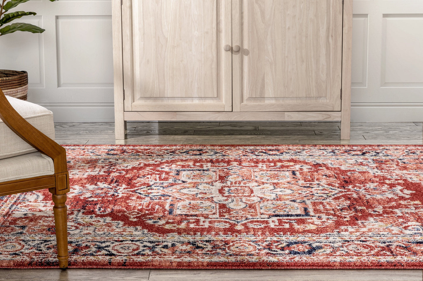 Novara Vintage Oriental Medallion Pattern Red Rug TOP-40