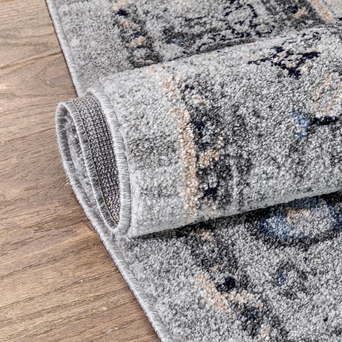 Novara Vintage Oriental Medallion Pattern Grey Blue Rug TOP-47