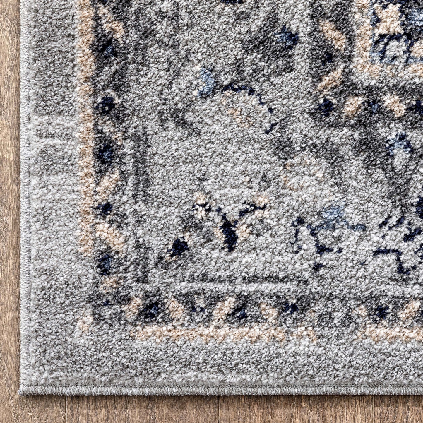 Novara Vintage Oriental Medallion Pattern Grey Blue Rug TOP-47