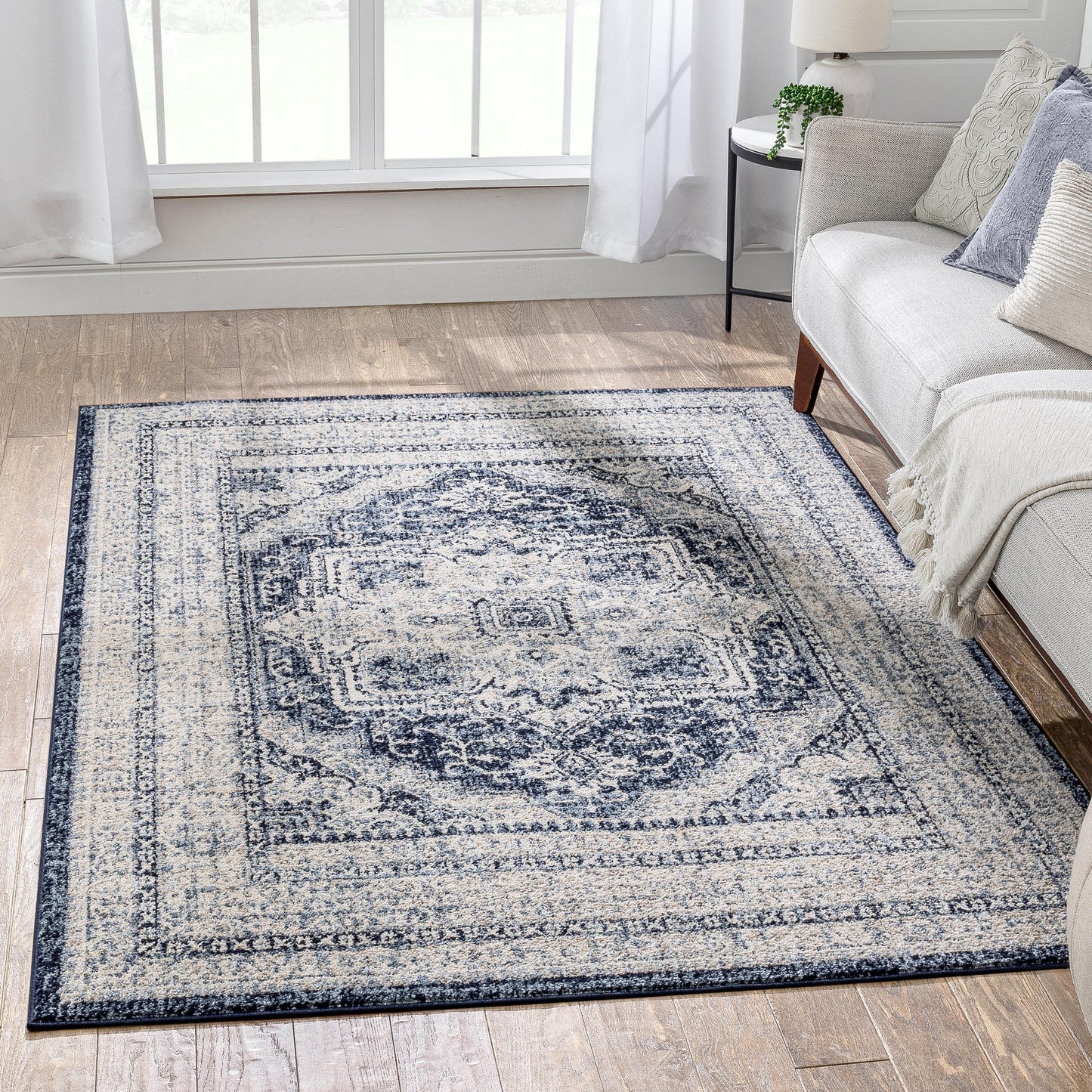 Pesaro Vintage Oriental Medallion Blue Rug TOP-54
