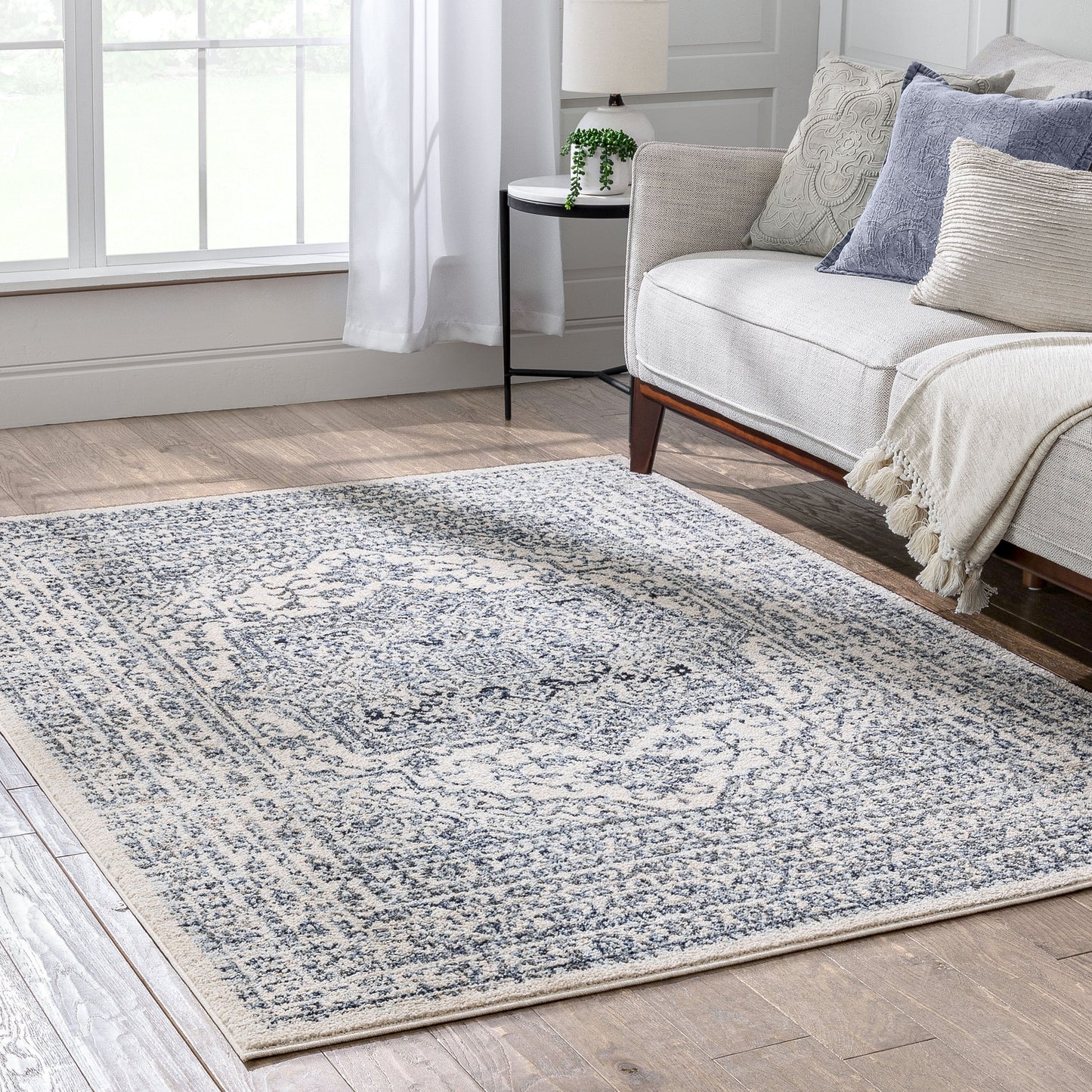 Pesaro Vintage Oriental Medallion Light Blue Rug TOP-56