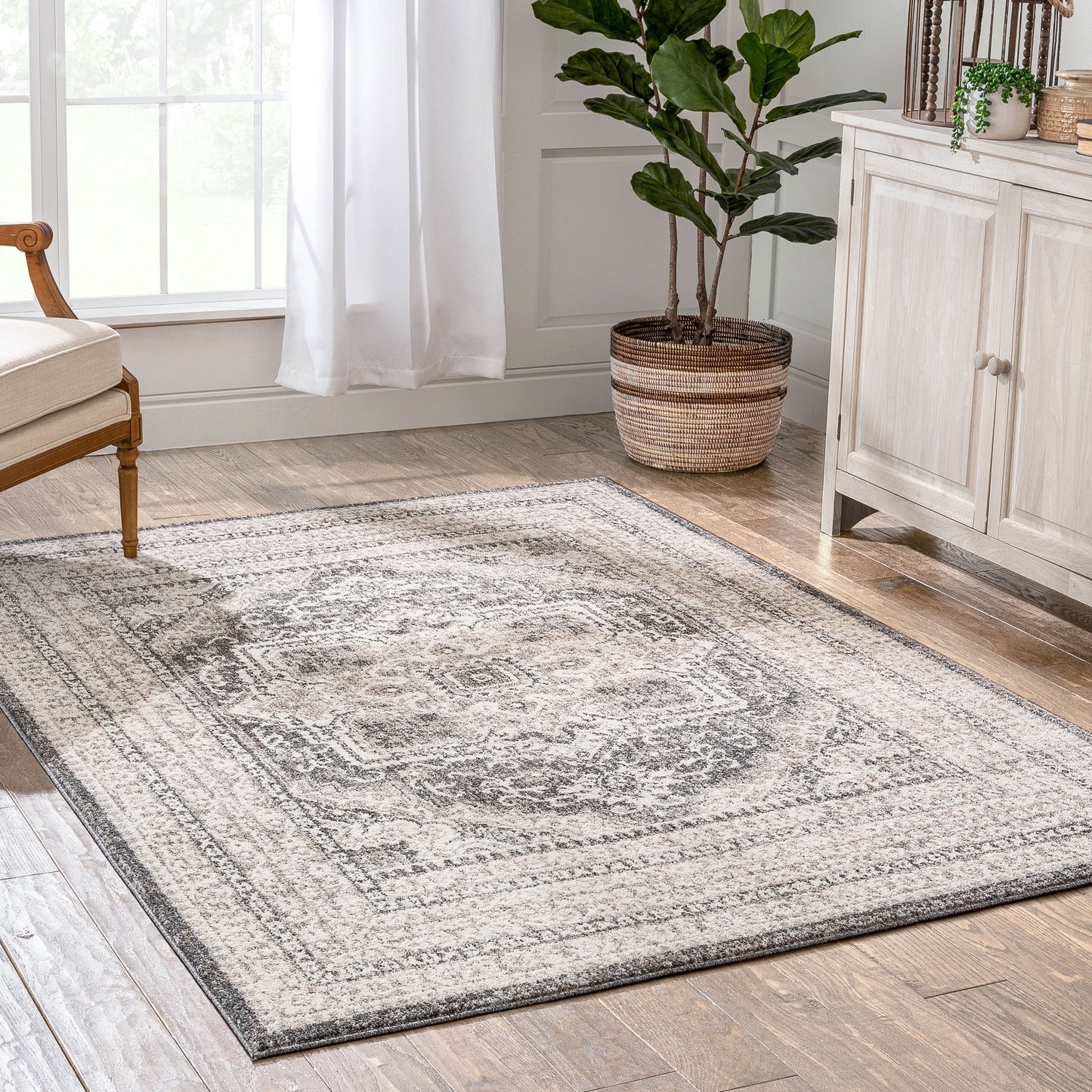 Pesaro Vintage Oriental Medallion Brown Rug TOP-58