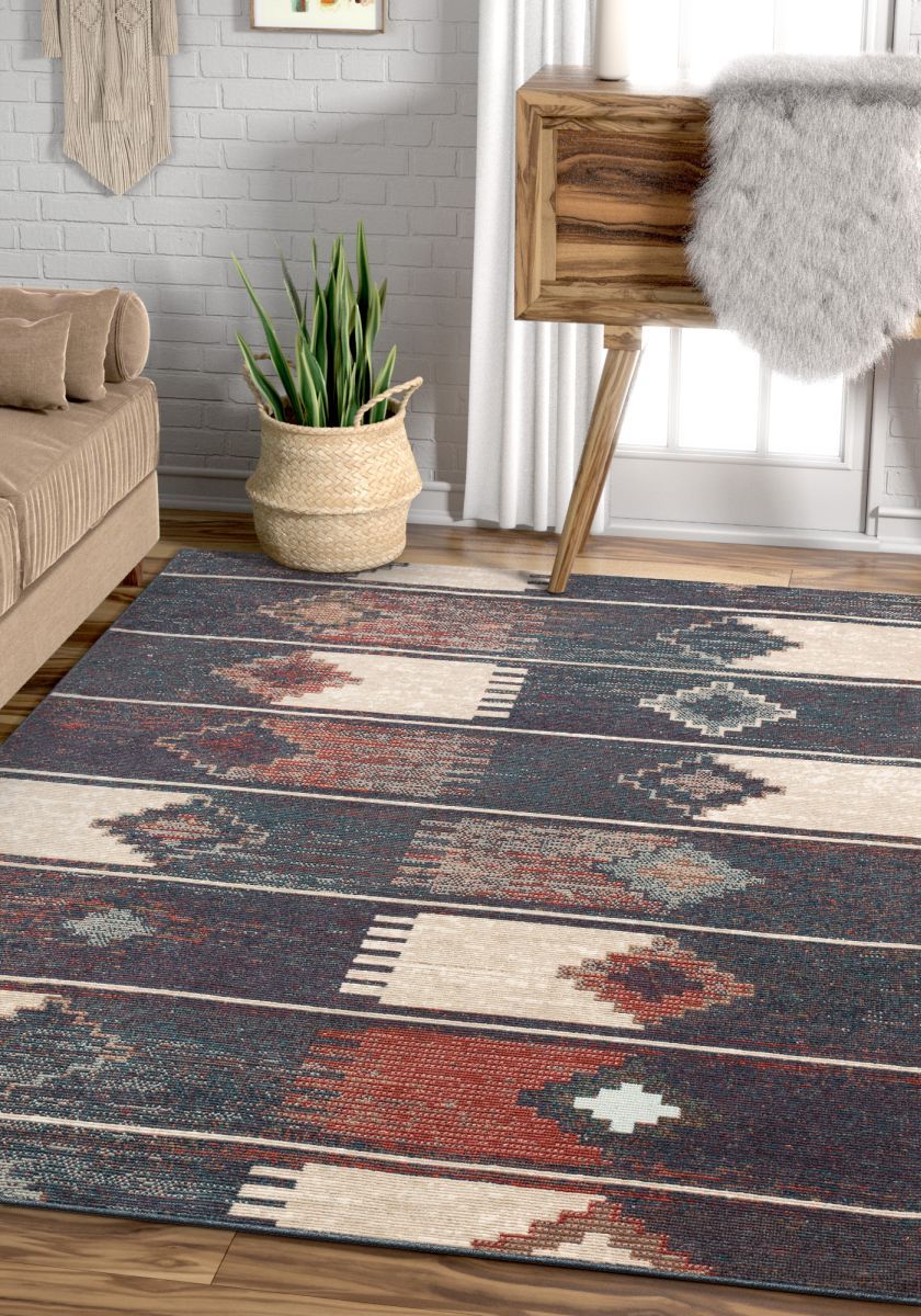 Socorro Blue Mid-Century Scandinavian Southwestern Rug TS-44