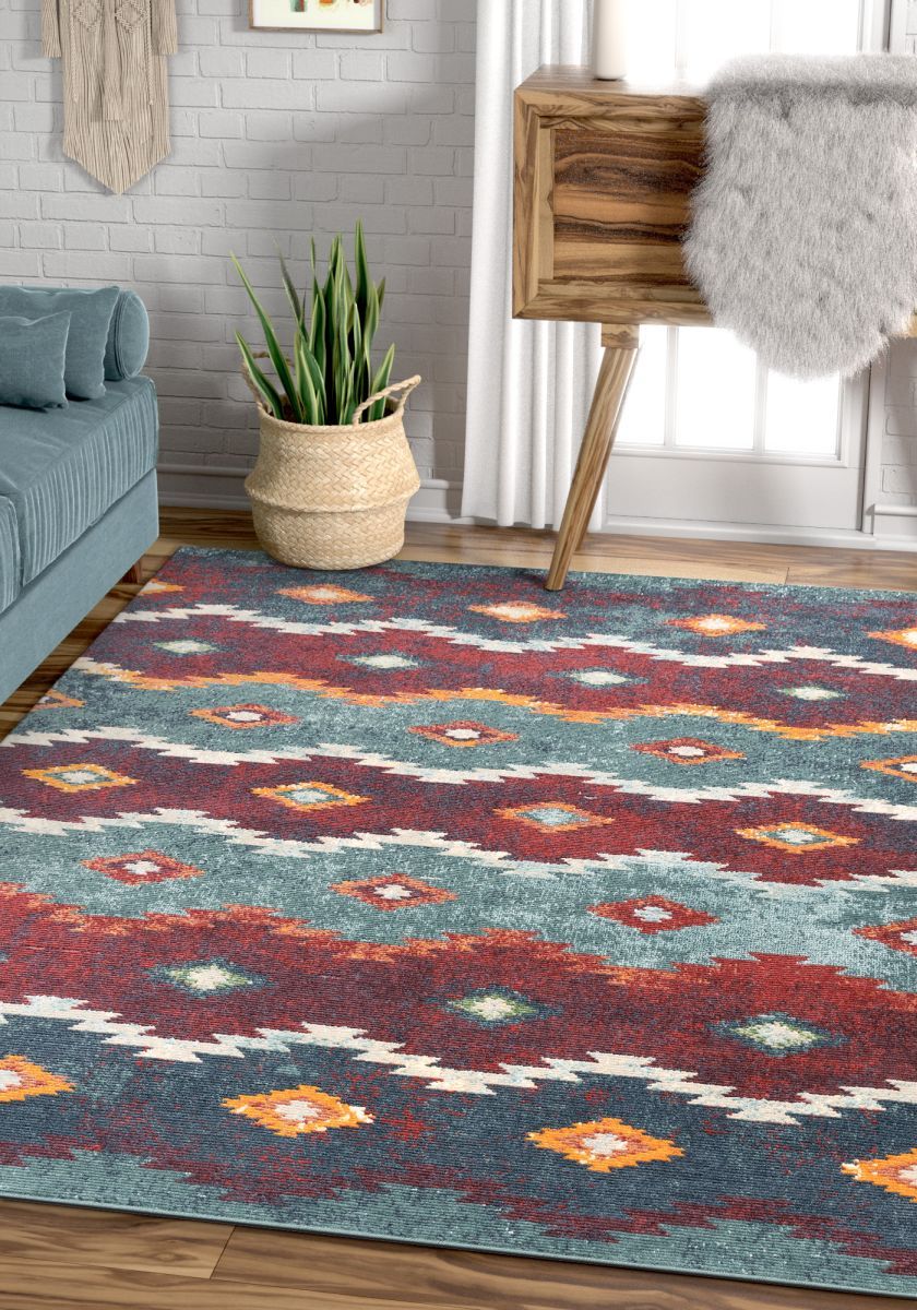 Ruidoso Blue Mid-Century Tribal Bohemian Rug TS-94