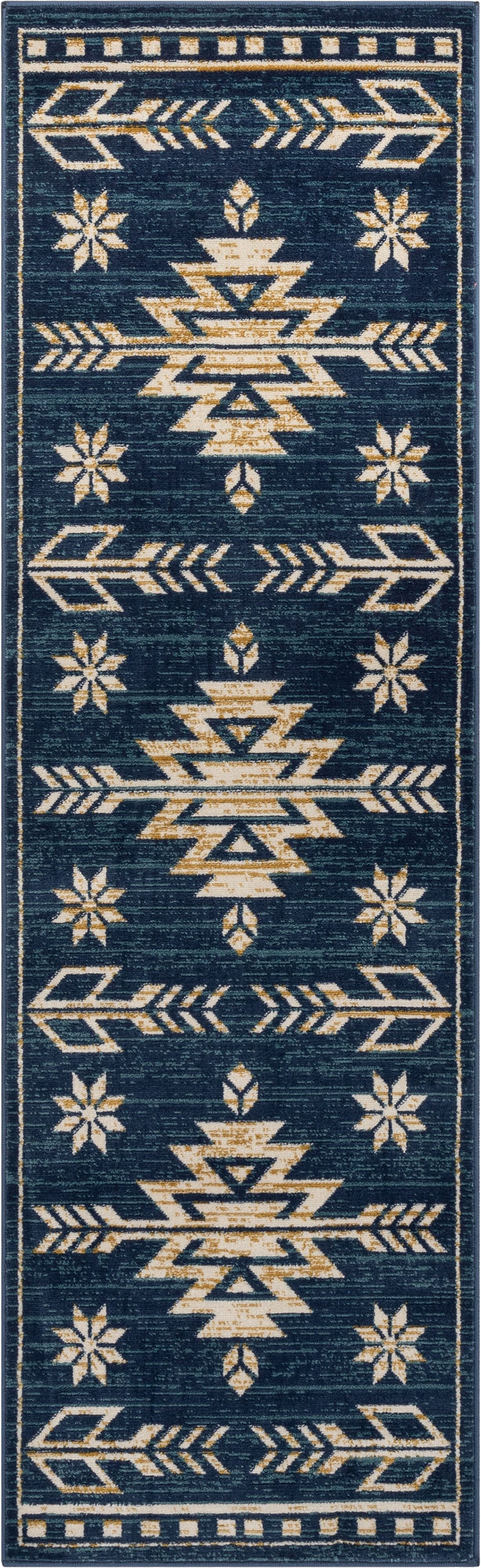 Canton Southwestern Tribal Bohemian Blue Rug TU-124