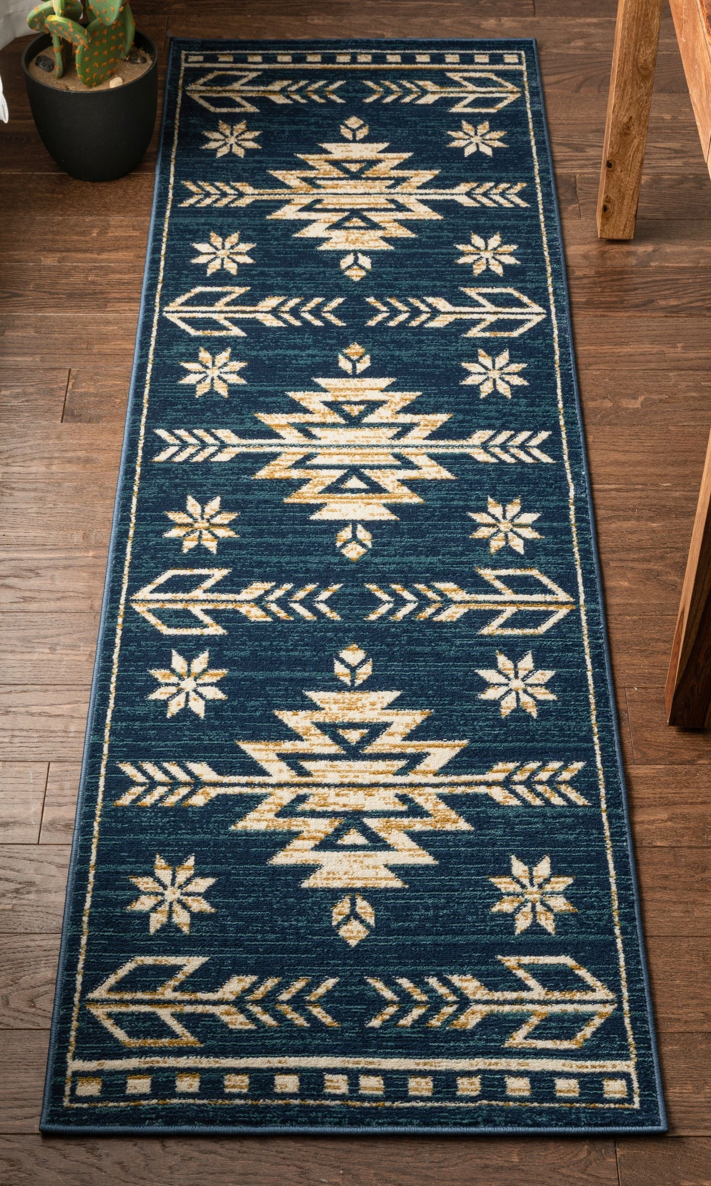Canton Southwestern Tribal Bohemian Blue Rug TU-124