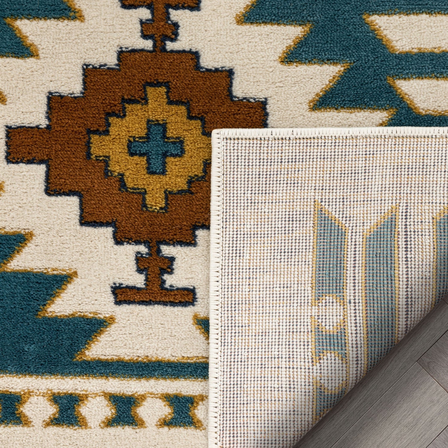 Noble Southwestern Tribal Diamond Pattern Blue Rug TU-154