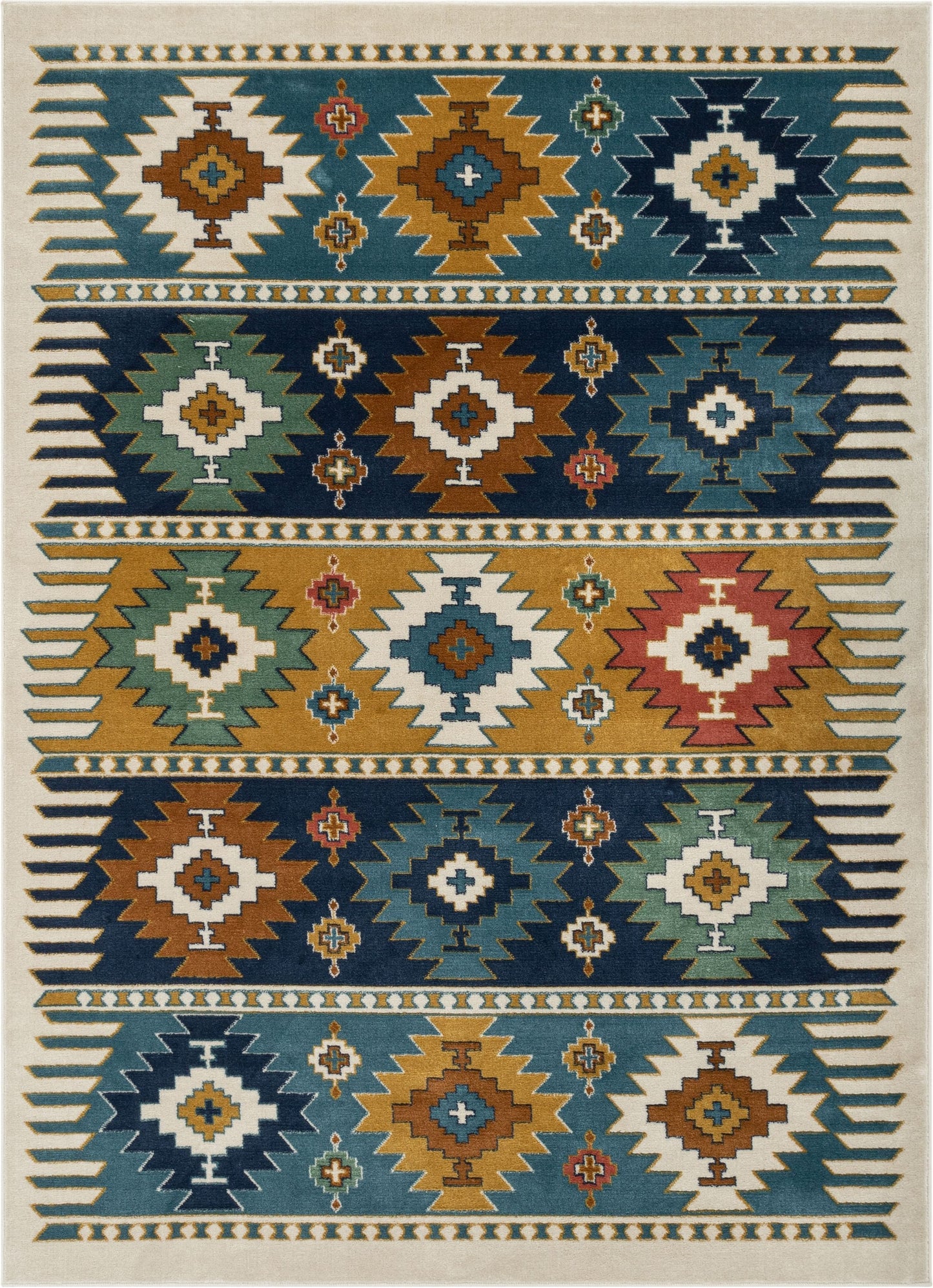 Noble Southwestern Tribal Diamond Pattern Blue Rug TU-154