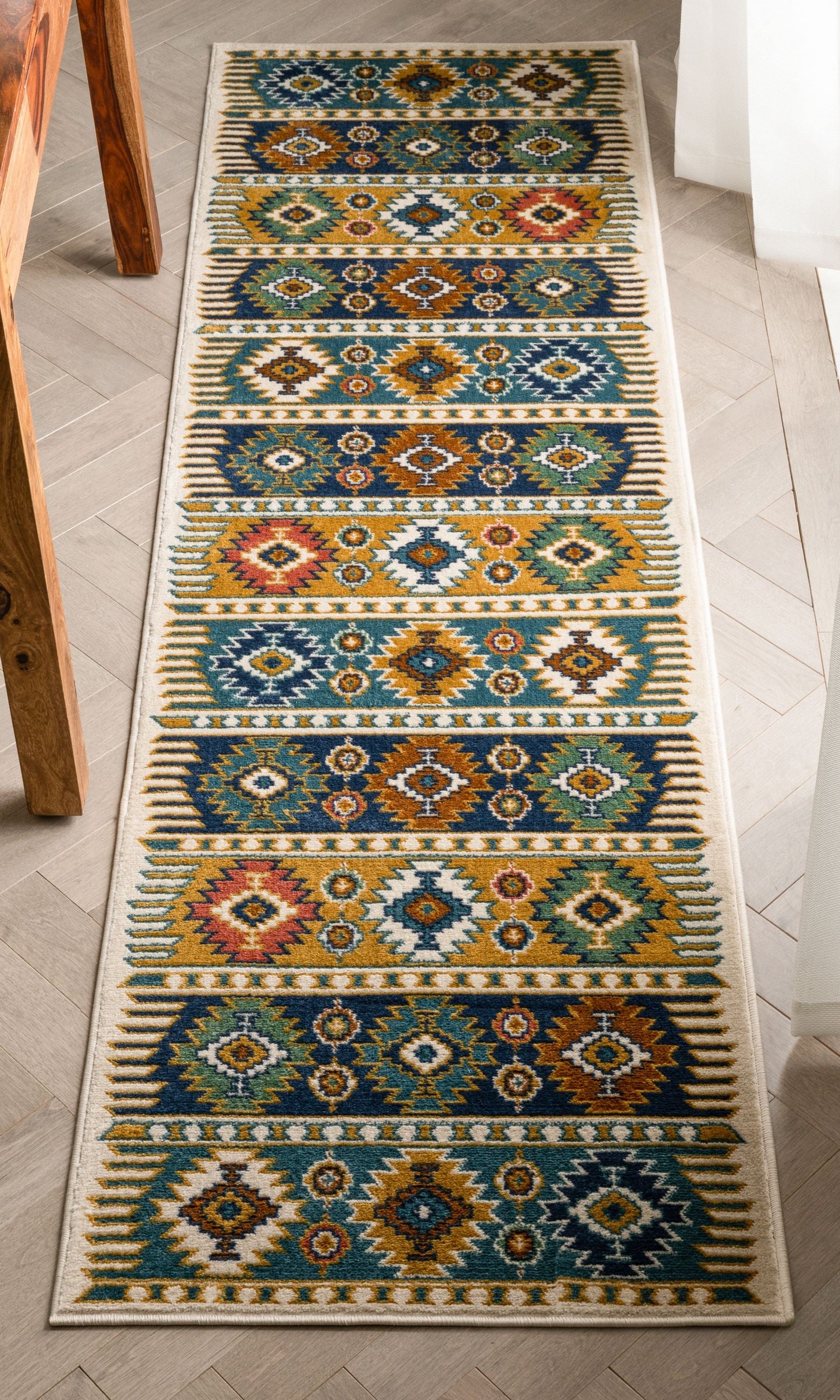 Noble Southwestern Tribal Diamond Pattern Blue Rug TU-154