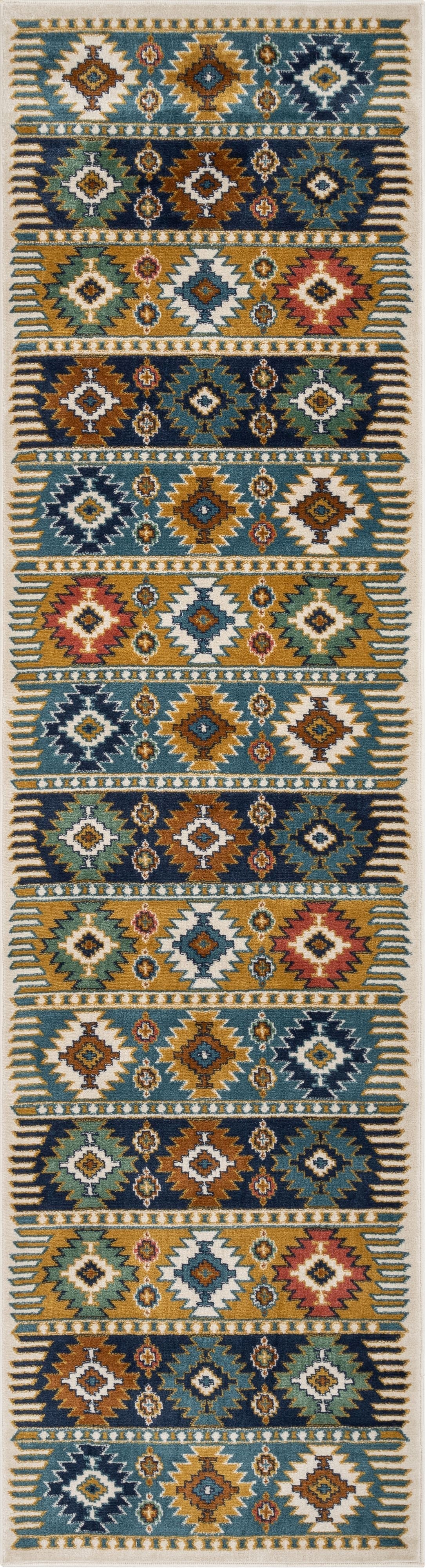 Noble Southwestern Tribal Diamond Pattern Blue Rug TU-154