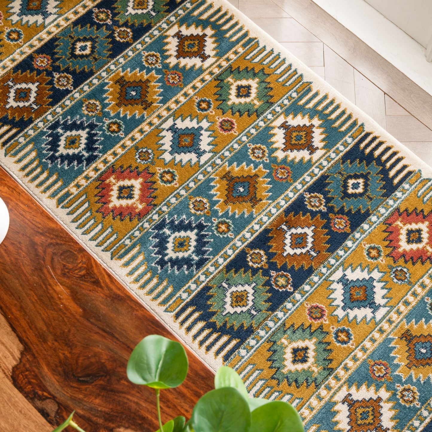 Noble Southwestern Tribal Diamond Pattern Blue Rug TU-154